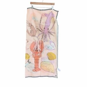New FRAAS - The Scarf Company - Graphic Sea Critter Cotton Silk Square 40"x40"